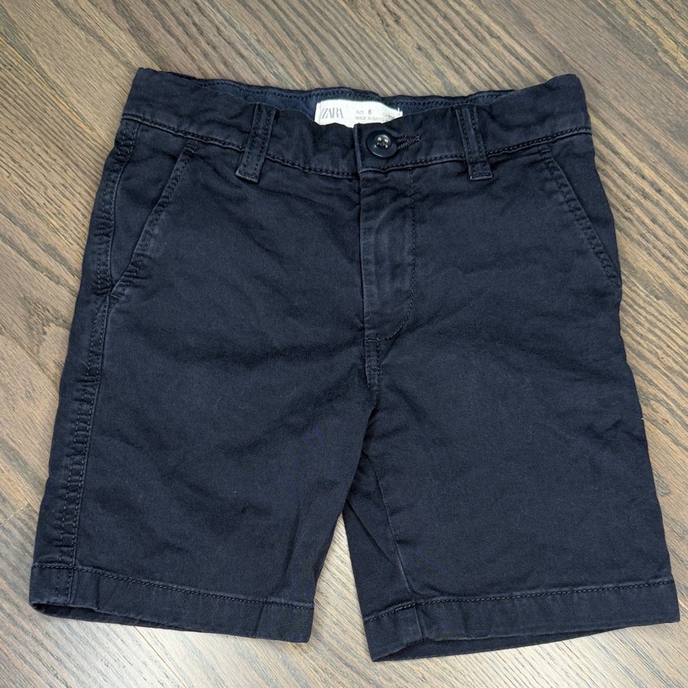 Zara Men's Dark Navy Flat Front Shorts